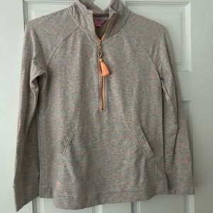 Lilly Pulitzer Heathered Gray and Orange Zip Pullover